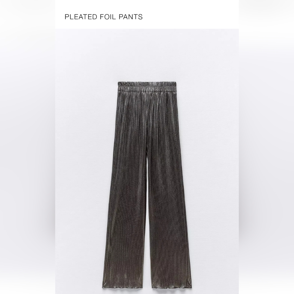 Zara Metallic Pleated Trousers
